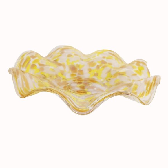 Vintage Zorza Mid Century Modern Hand Blown Glass Scalloped Candy Dish 11-Inches - Picture 1 of 8